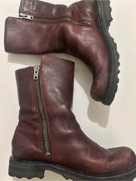 John Fluevog Shoes - John Fluevog Women's F-Shoe Bing Burgundy Dark Rust Mid-Calf Boots Size 9.5 - 10
